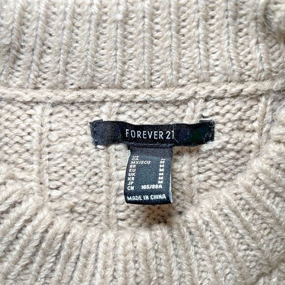Forever 21 Taupe Knit Ribbed Crewneck Sweater Vest Sz Small Preppy - Picture 4 of 4